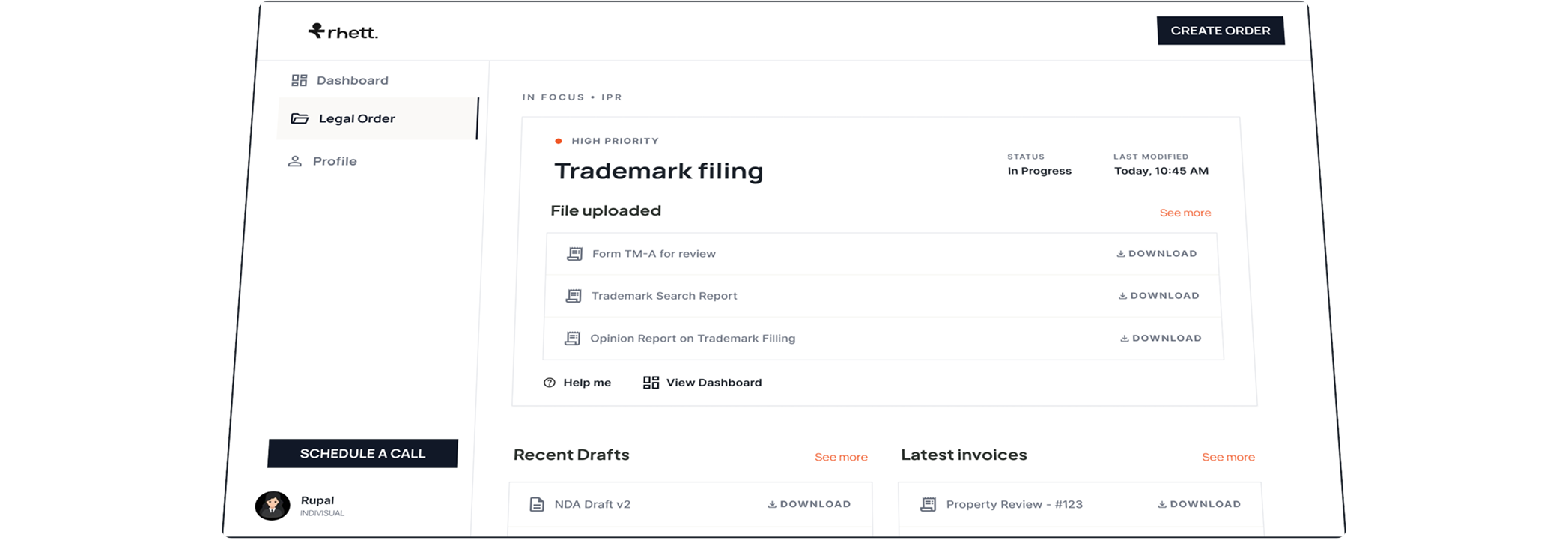 Rhett legal compliance dashboard preview